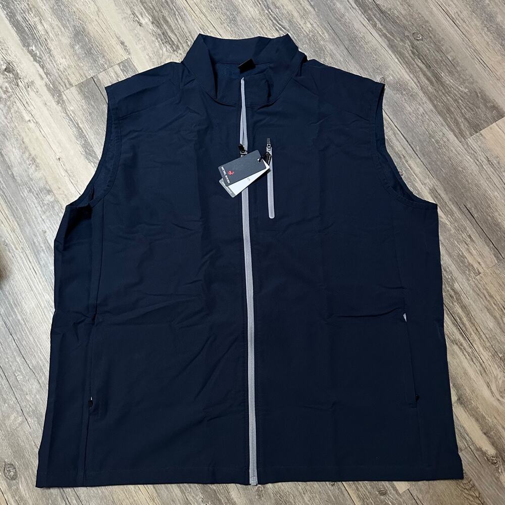 Michel Rouen Performance Golf Vest Navy Blue Full Zip Lightweight 3XL